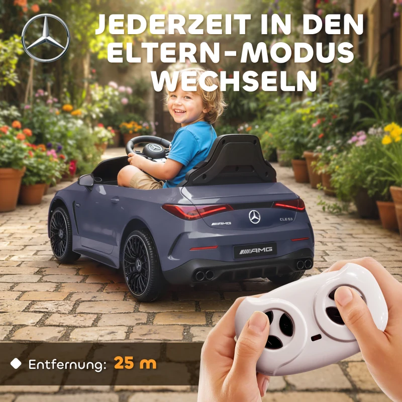 AIYAPLAY Kinder-Elektroauto, Mercedes-Design, 12V Motoren, Fernbedienung, LED-Lichter, Musik, für 3-6 Jahren Kinder, Grau