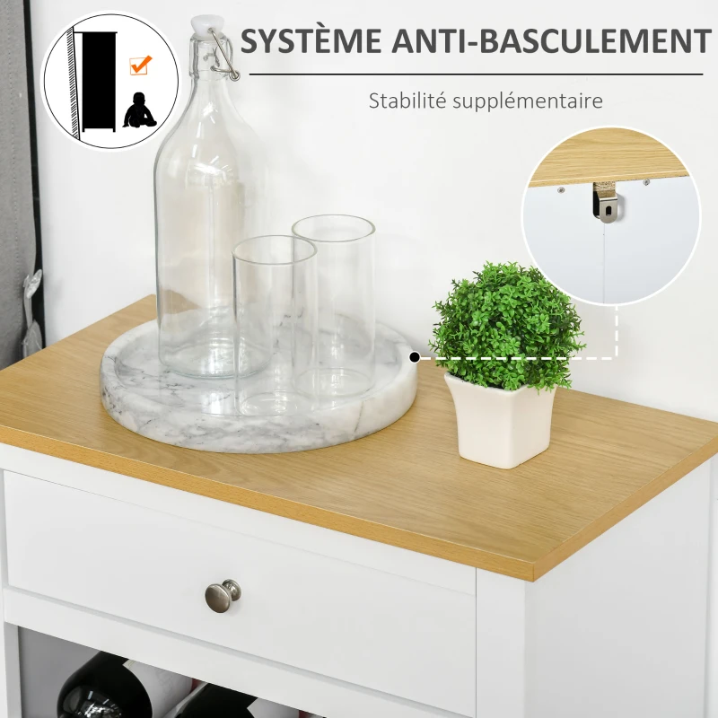 HOMCOM Meuble range-bouteilles capacité 16 bouteilles avec tiroir - MDF - 55 x 30 x 80 cm
