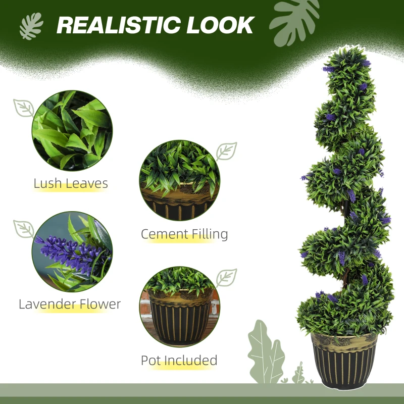 HOMCOM Set of Two 115cm Artificial Lavender Trees