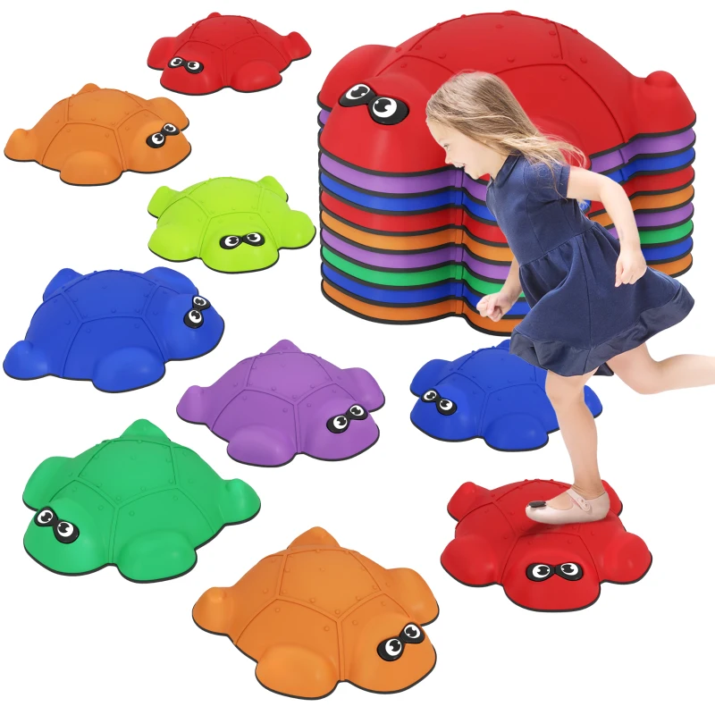 AIYAPLAY 9-teilige Set Trittsteine, Schildkrötenform, 3-8 Jahre, Kunststoff, Bunt