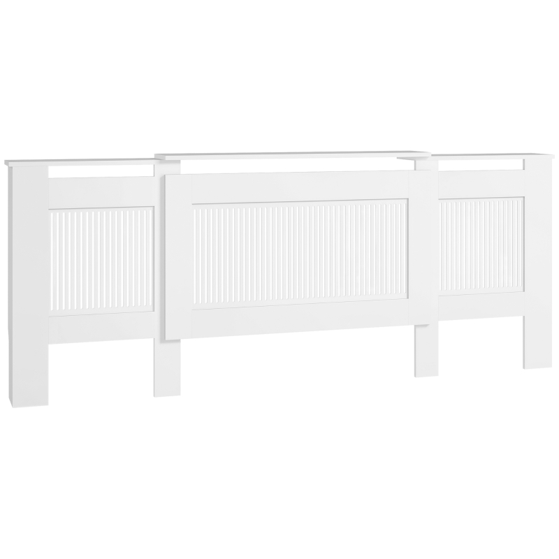 HOMCOM Radiatorbekleding, lamellenontwerp, verstelbare lengte 125-201 cm, MDF, wit(m-11)
