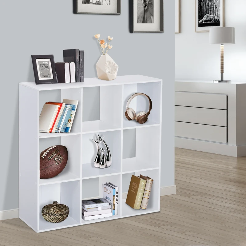 Meuble de rangement contemporain cubes 9 casiers 91L x 30l x 91H cm blanc