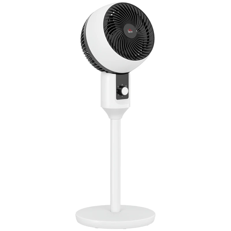 HOMCOM Ventilateur sur pied 45 W ventilateur circulateur d'air 3 niveaux, oscillation réglable à 70°, noir et blanc