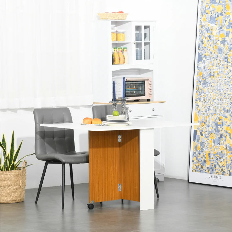 HOMCOM Tavolo da Pranzo Allungabile, Design Moderno, Tavolo Pieghevole Salvaspazio con Ruote 120 × 80 × 73cm