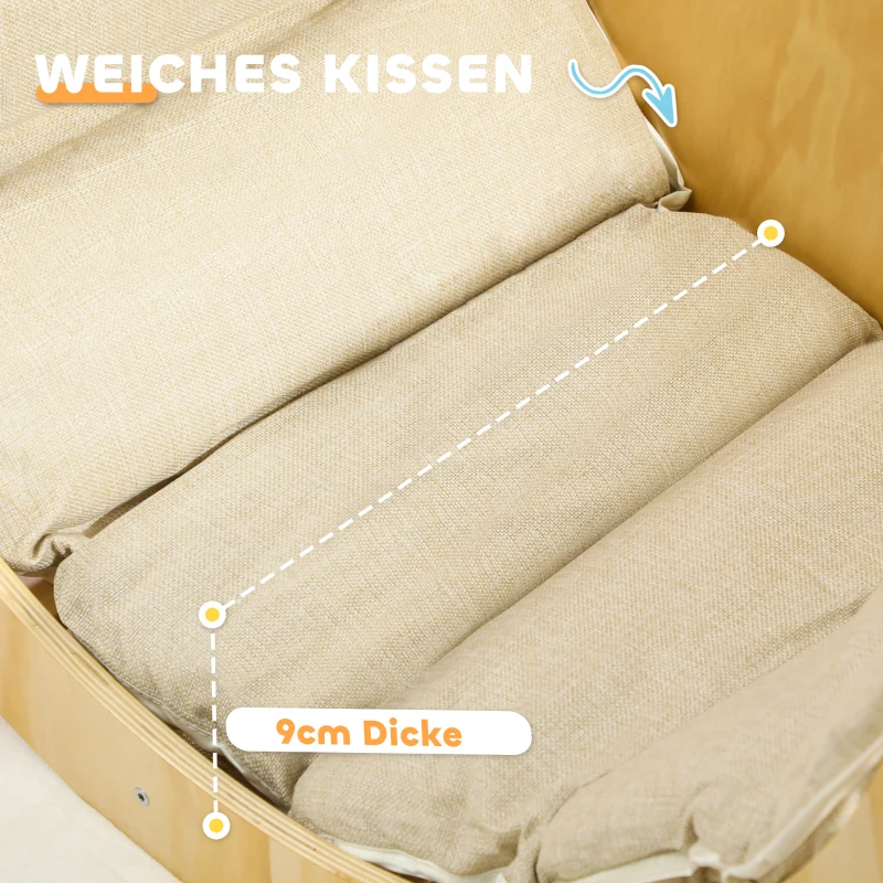 AIYAPLAY 3-in-1 Montessori klimrek voor binnen – houten klimboog met tafelblad en mat, binnenspeeltuin voor peuters en kinderen van 1,5-4 jaar, naturel hout(m-6)