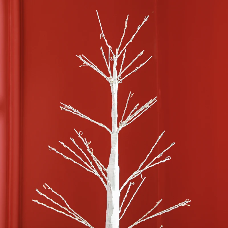 HOMCOM Kunstboom met LED-verlichting, 180 cm hoge kerstboom, realistische schors, Wit