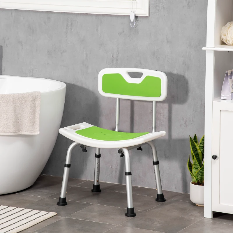 HOMCOM Tabouret de douche pour personnes âgées et handicapées hauteur réglable patins antidérapants support de pomme de douche