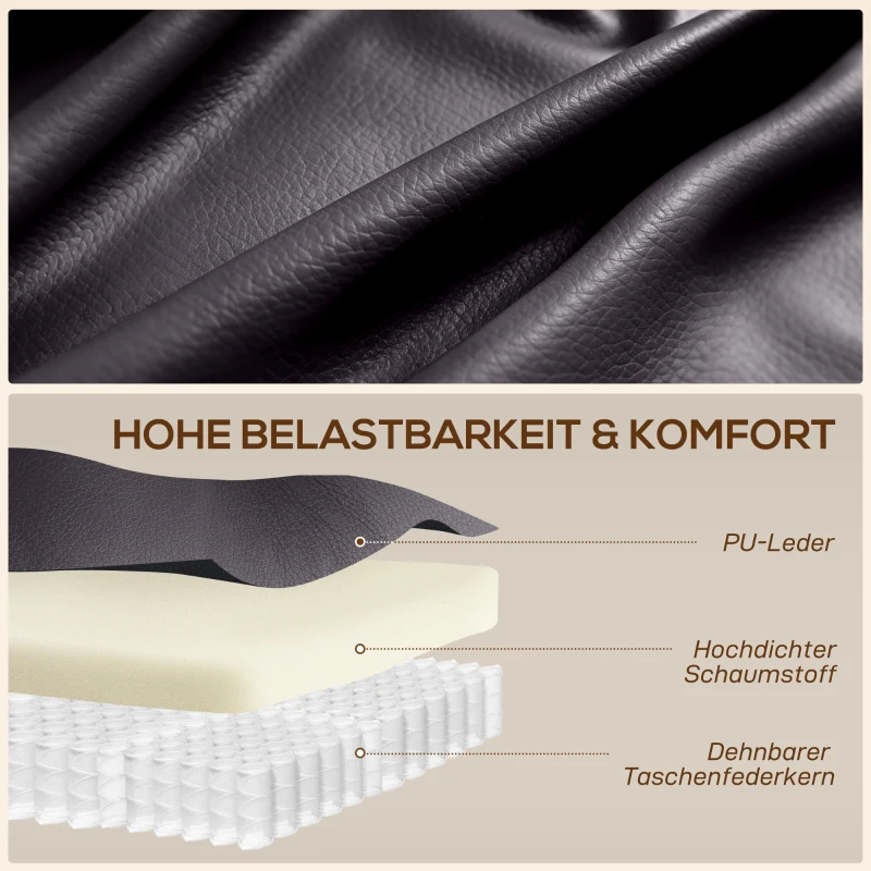 HOMCOM Massagesessel mit Wipp-, Liege- & Wärmefunktion, 3 Modi, drehbar, Dunkelbraun
