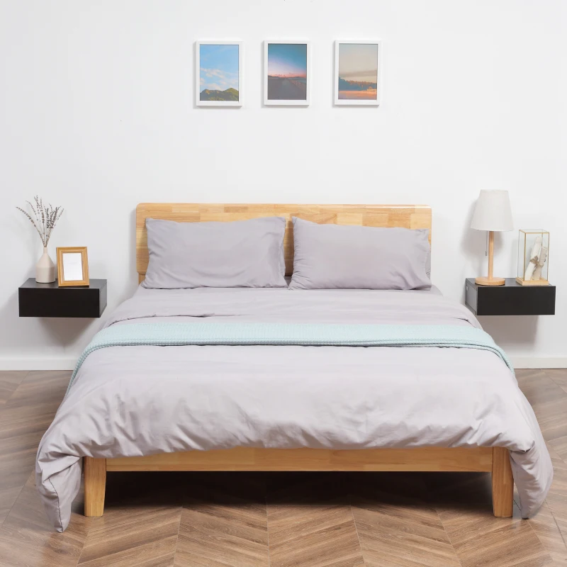 HOMCOM Set de 2 Mesitas de Noche Flotantes con 1 Cajón Diseño Montado en la Pared Estilo Moderno 40x30x15 cm Negro