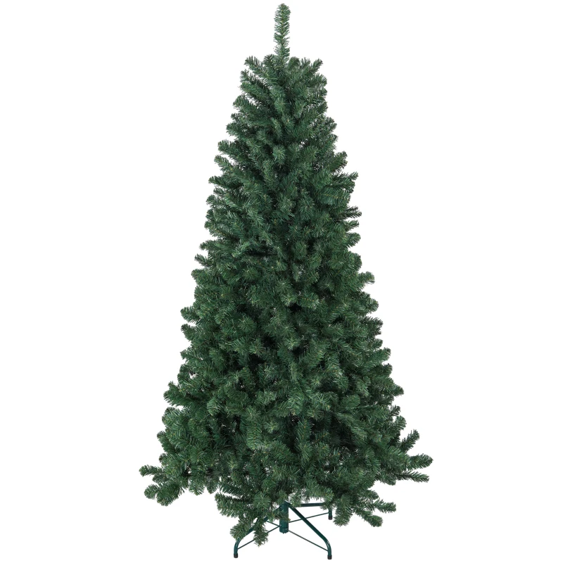 HOMCOM Árvore de Natal Artificial 180 cm com 760 Ramos de Arame de Memória e Base Recolhível Árvore de Natal Verde