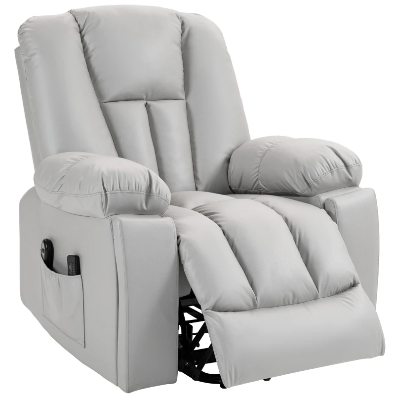 HOMCOM Massagesessel Relaxsessel Seniorensessel, Fernbedienung, Seitentaschen, 94 cm x 96 cm x 106 cm, Grau(m-11)