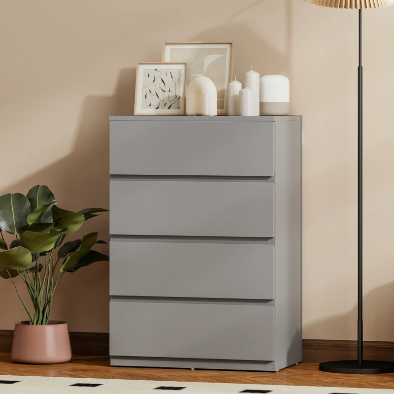 HOMCOM Chest of Drawers, 4-Drawer Storage Cabinets, Modern Dresser, Storage Drawer Unit for Bedroom