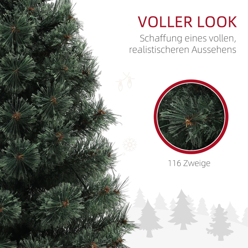 HOMCOM Kerstboom, levensecht uiterlijk, ingebouwde LED's, dimbaar, 8 modi, 45 x 90 cm, Groen