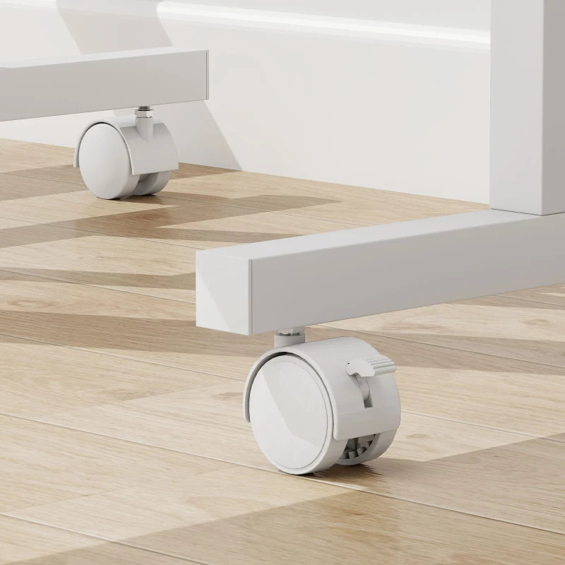 HOMCOM Bureau Assis-Debout, Bureau Réglable en Hauteur 70 x 60 cm, à Roulettes avec Plateau Inclinable, 70x60x70,5-120cm, Blanc