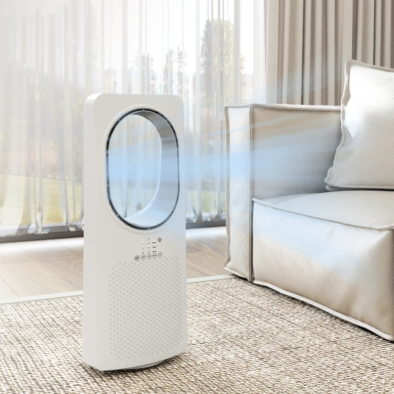 HOMCOM Bladeless Tower Fan for Bedroom, 36dB Standing Cooling Fan with Oscillating, 3 Speeds, 3 Modes, 15H Timer, White