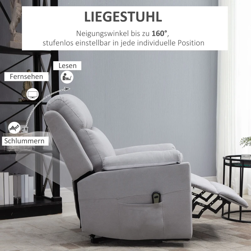 HOMCOM Elektrische sta-stoel Fauteuil met opstahulp voor senioren Grijs