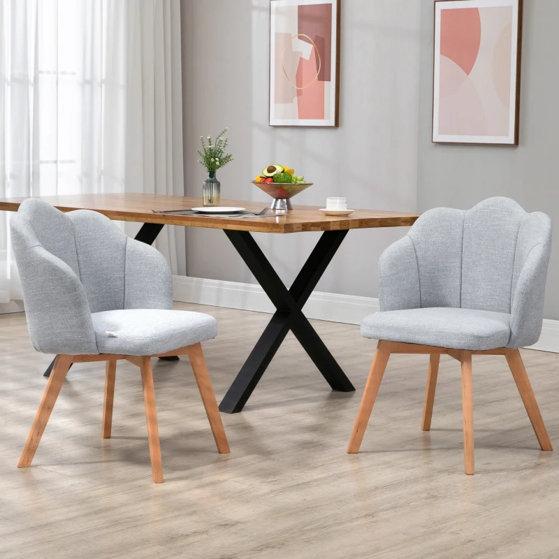 HOMCOM Cadeiras Sala de Jantar Estofada em Linho Sintético com Assento e Encosto Acolchoados Estilo Moderno 58x60x82 cm Azul Claro