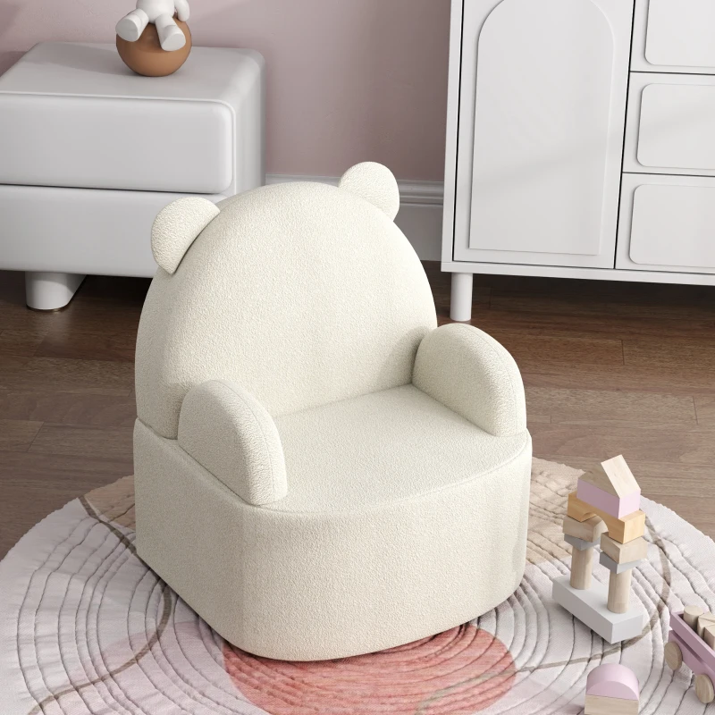 AIYAPLAY Kindersessel, Bärenform, weicher Teddyfleece, bis 3 Jahre, 52x48x59 cm, Beige
