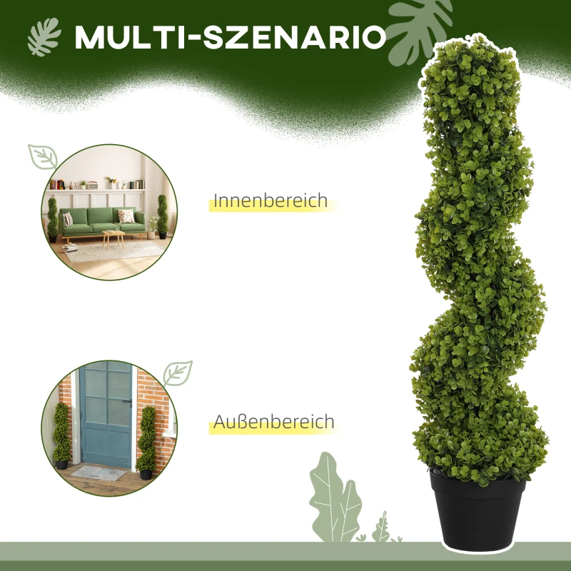 HOMCOM Set van 2 decoratieve planten, kunstplanten in pot, kunstplanten voor thuis, binnen en buiten, 90 cm, groen