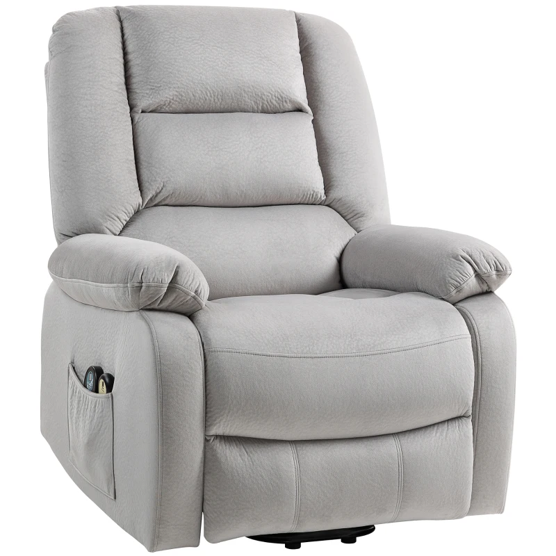HOMCOM Opstaan Stoel met Massagefunctie, 90x93x110cm, Lichtgrijs(m-10)