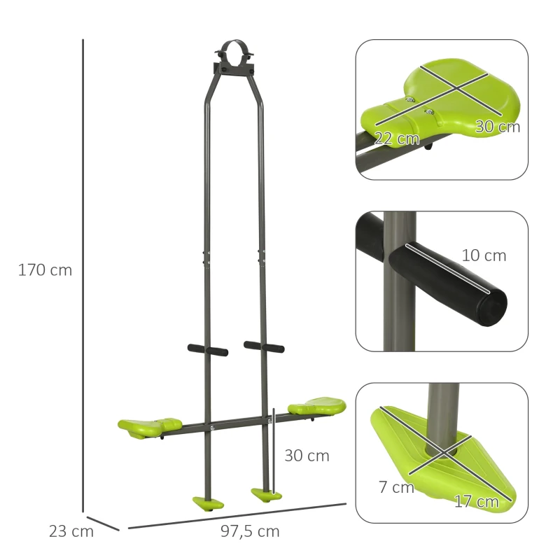 Outsunny Balançoire agrès vis-à-vis pour les enfants en acier et plastique pour portique - 3 à 6 ans 97,5 x 23 x 170 cm vert
