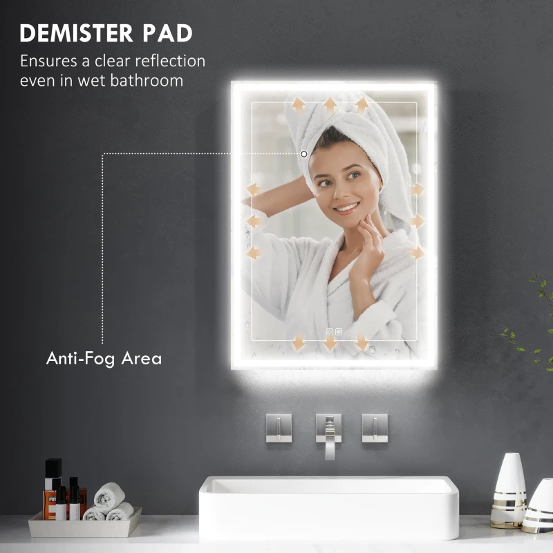 HOMCOM LED Mirror Bathroom Cabinet, with Shaver Socket