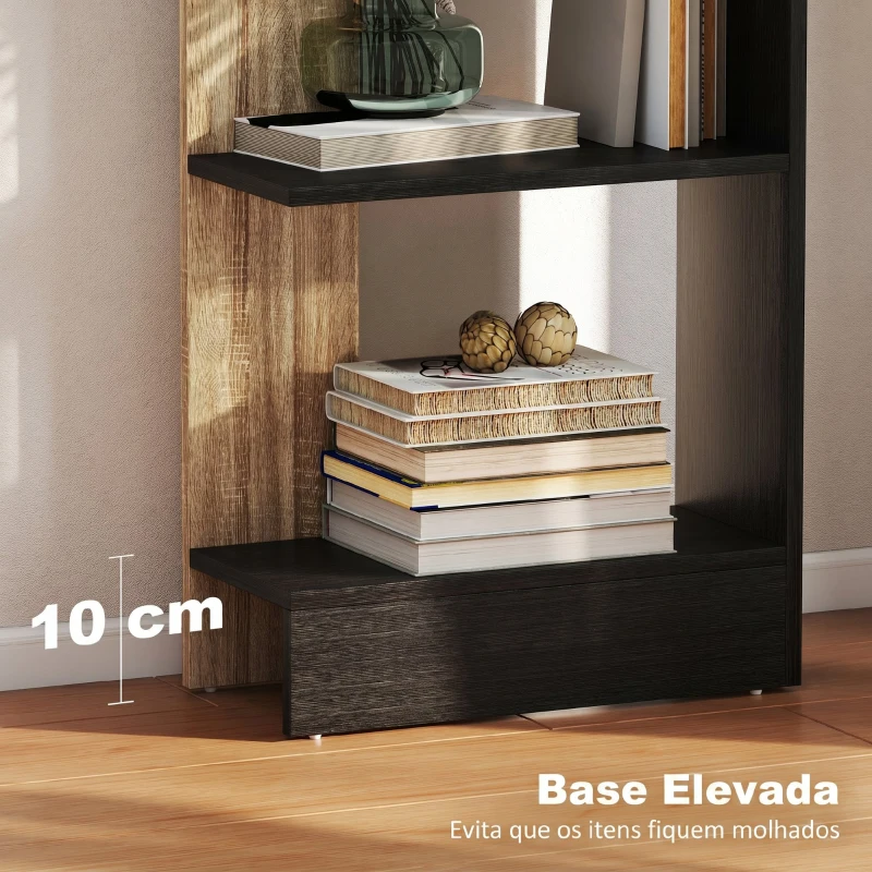 HOMCOM Estante de 5 Níveis Estante Estreita para Espaços Pequenos 45x21x170 cm Preto e Carvalho