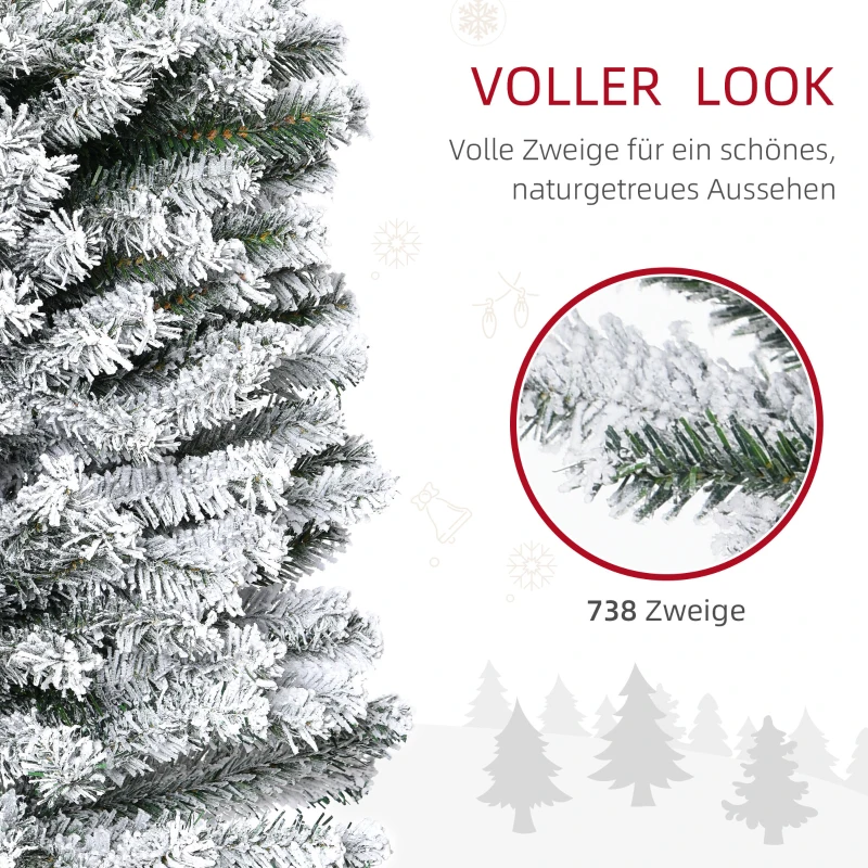 HOMCOM Kunstkerstboom 180 cm Potloodden met Sneeuw, 492 Toppen voor Binnen