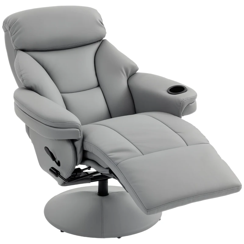 HOMCOM Upholstered Reclining Armchair, Manual Recliner Chair with Footrest and Adjustable Backrest, Grey