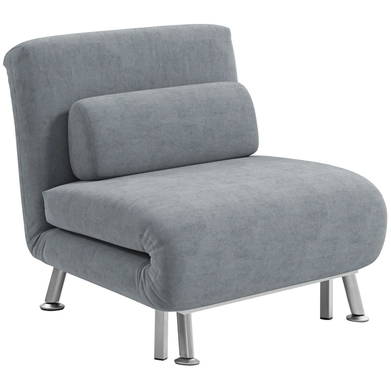 HOMCOM Adjustable Back Futon Sofa Chair - Grey(m-11)