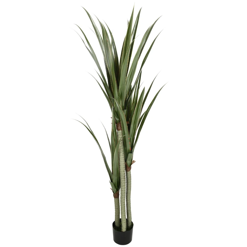 HOMCOM Künstliche Yucca groß 190cm Kunstpflanze, Plastik Künstliche Pflanze im Topf, 17 x 17 x 190 cm Smaragdgrün
