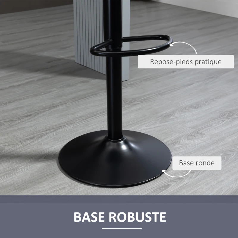 HOMCOM Lot de 2 tabourets de bar design contemporain avec repose-pieds hauteur réglable et pivotant gris