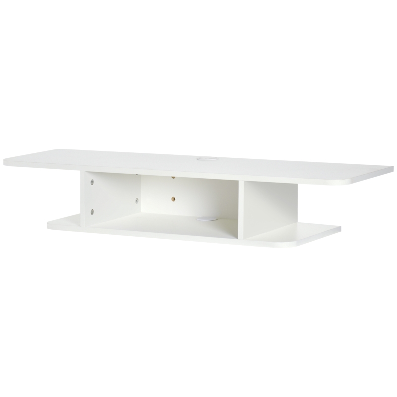 HOMCOM Floating TV Unit Stand for TVs up to 40", Wall Mounted Media Console with Storage Shelf, Entertainment Center, White