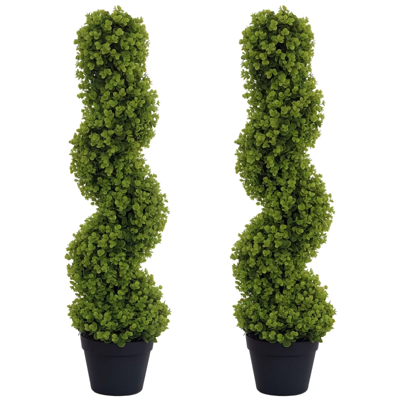 HOMCOM Set van 2 decoratieve planten, kunstplanten in pot, kunstplanten voor thuis, binnen en buiten, 90 cm, groen