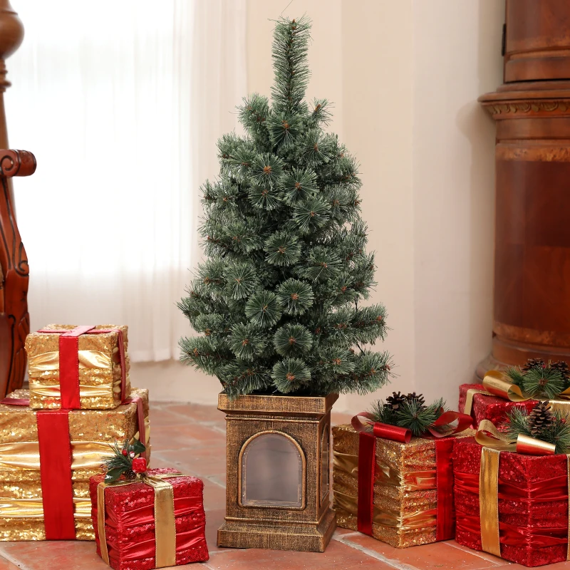 HOMCOM Weihnachtsbaum, naturgetreue Erscheinung, integrierte LEDs, dimmbar, 8 Modi, 45 x 90 cm, Grün