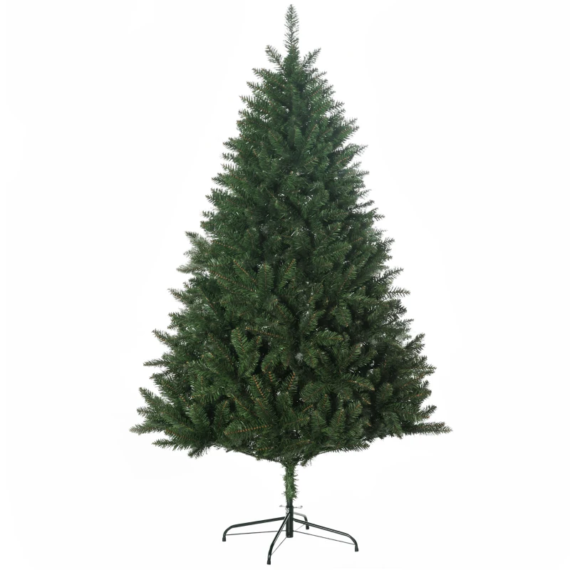 HOMCOM Brad de Crăciun artificial 180cm, cu 800 de ramuri și bază din metal, verde