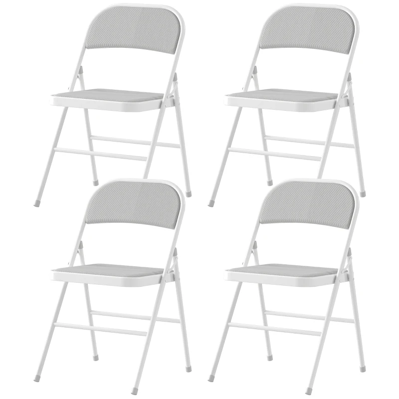 HOMCOM Lot de 4 chaises pliantes chaises de salle à manger portables cadre en acier 45 x 46 x 78 cm blanc