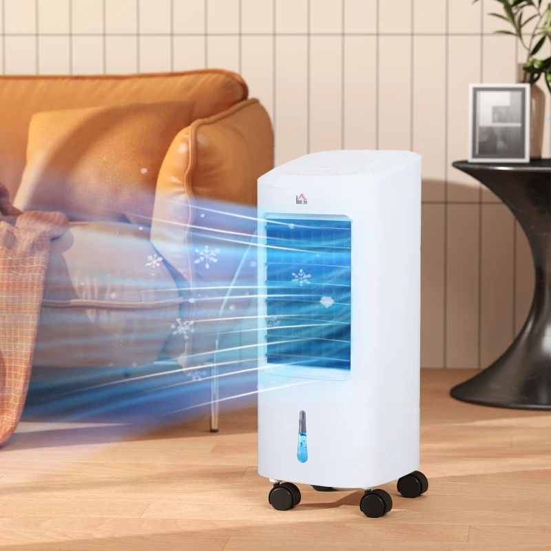 HOMCOM Klimaanlage, Ventilator mit 3 Funktionen und Modi, Fernbedienung, Timer, Weiß