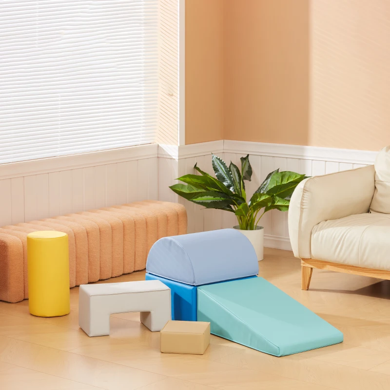 AIYAPLAY Juego de 4 Bloques Psicomotricidad para Niños Juguete para Aprendizaje para Escalar y Gatear Multicolor