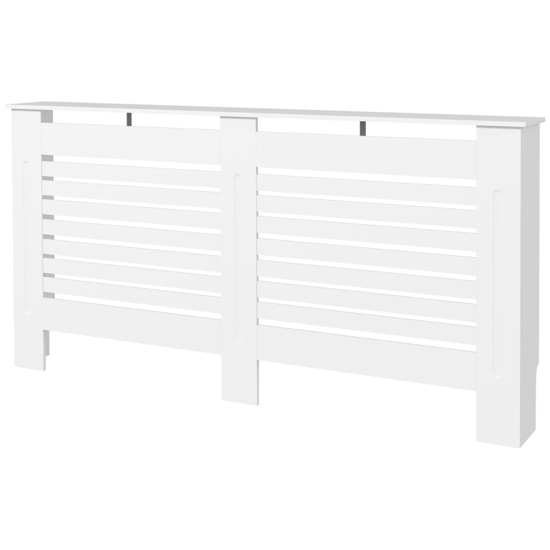 HOMCOM Copritermosifoni a Doghe con Ripiano Portaoggetti, in Legno, 152x19x81 cm, Bianco