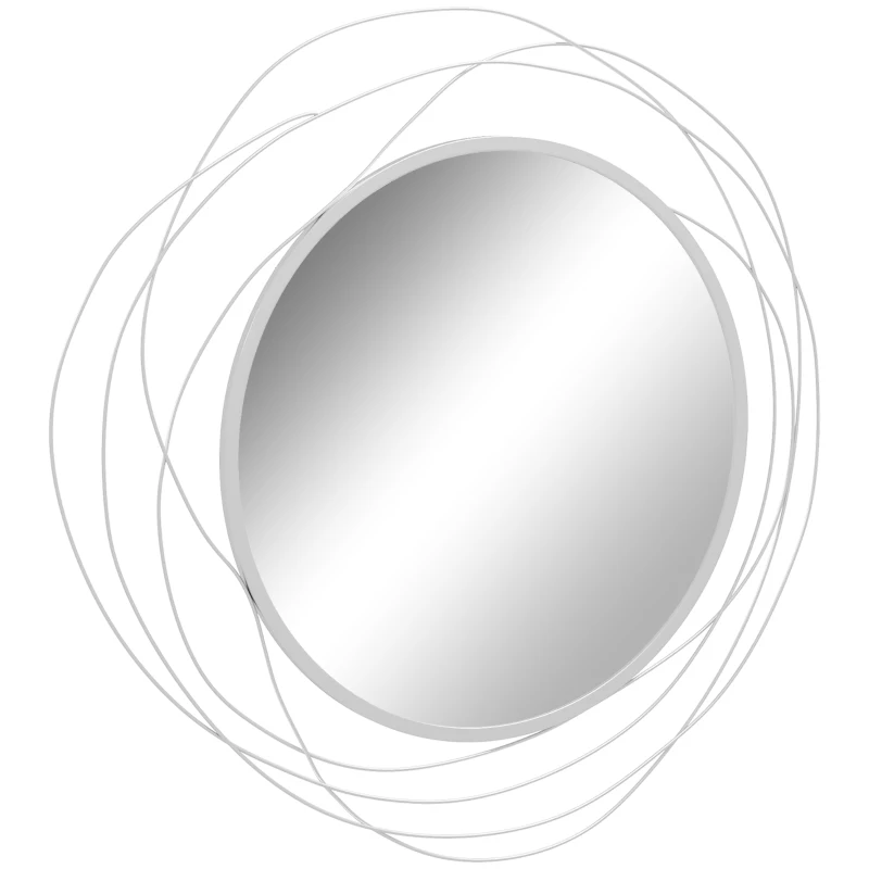 HOMCOM Metal Wall Art 65cm Modern Decorative Mirror Decor for Living Room Bedroom Dining Room, Silver