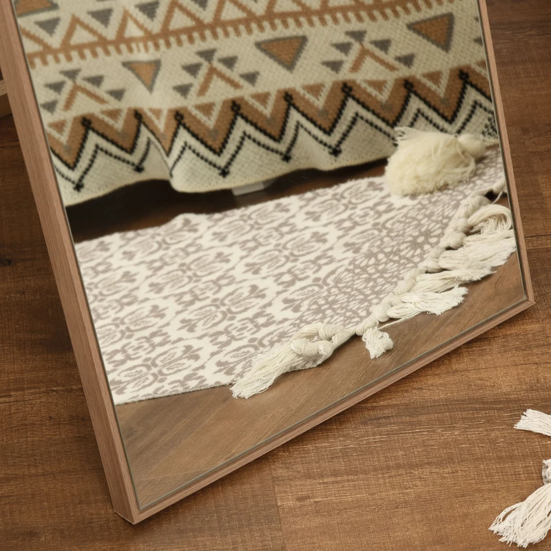 HOMCOM Miroir rectangulaire sur pied miroir de sol pour vestiaire salon salle de bain couloir 40 x 35 x 147 cm naturel