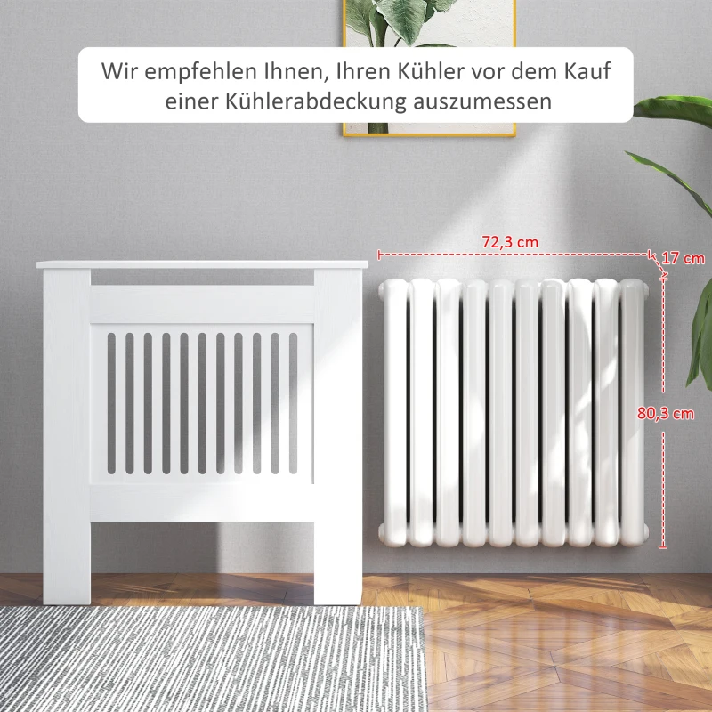 HOMCOM Radiatorombouw, Verwarmingsafdekking, 78 x 19 x 81cm, Radiator-afdekking voor Slaapkamer, Woonkamer, MDF, Wit