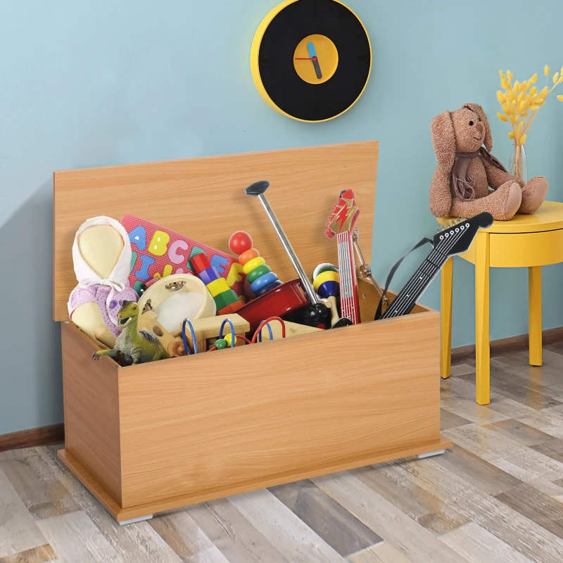 HOMCOM Coffre malle de rangement coffre à jouets dim. 100L x 40l x 40H cm panneaux particules bois clair