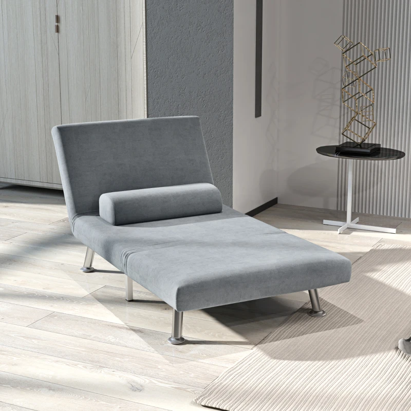 HOMCOM Adjustable Back Futon Sofa Chair - Grey(m-10)