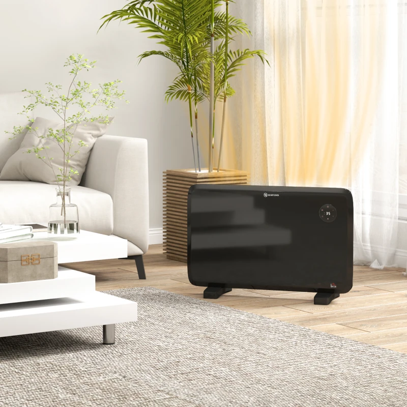 HOMCOM 1.2kW Freestand/On-Wall Electric Convector Heater, with Adjustable Thermostat - Black