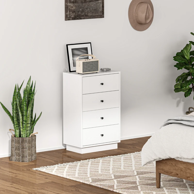 HOMCOM Dressoir Sideboard met 4 Laden, Houten Opbergkast in Moderne Stijl, 47 x 29 x 75 cm Wit