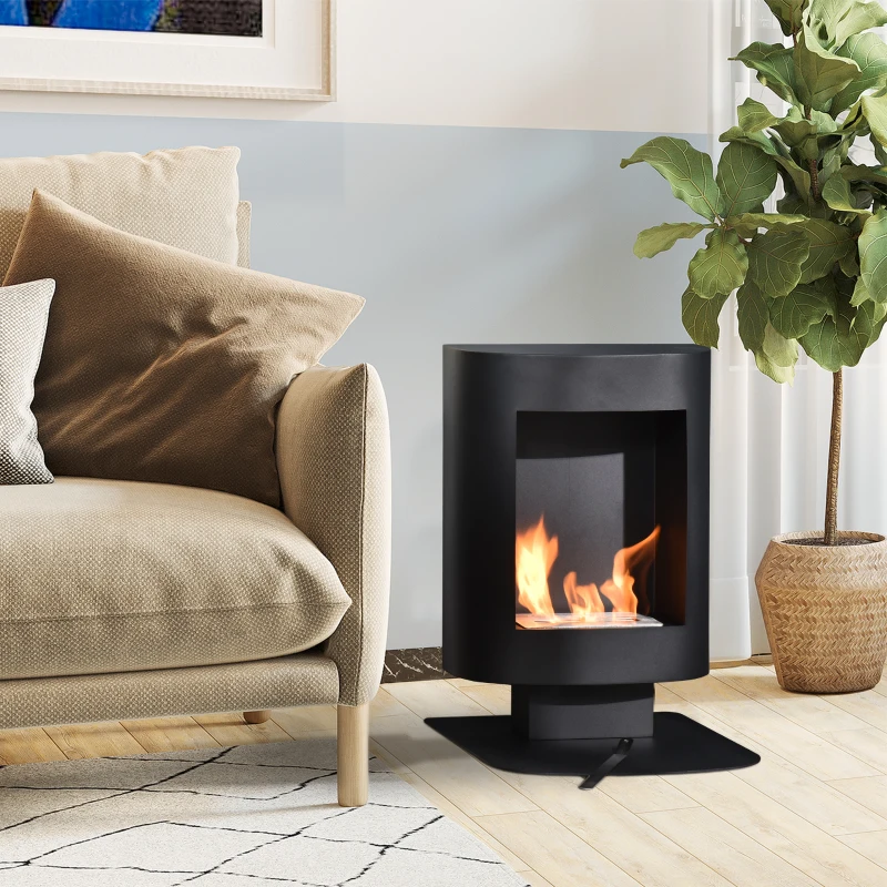 HOMCOM Camino a Bioetanolo con Serbatoio da 0.9L, Copertura fino 20㎡, 46.5x53x65cm, Nero