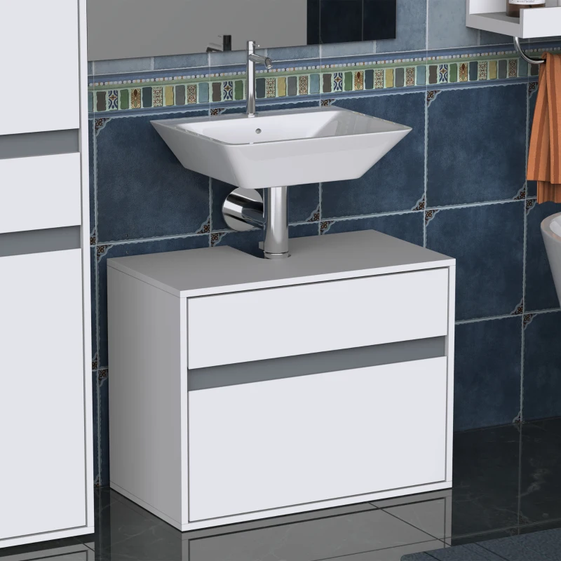 HOMCOM MDF 2-Drawer Under Sink Bathroom Cabinet White