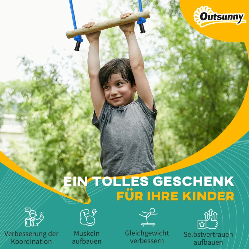 Outsunny Ninja Slackline Set 10m Hangende Obstakels Outdoor Klimset